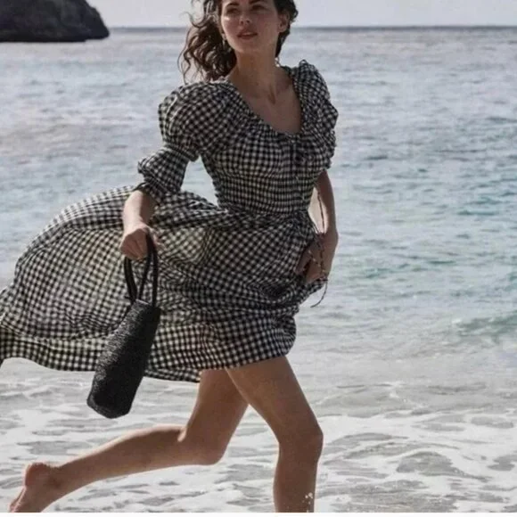 NWT Doen Ischia Classic Gingham Maxi Dress Sz L - Picture 3 of 8